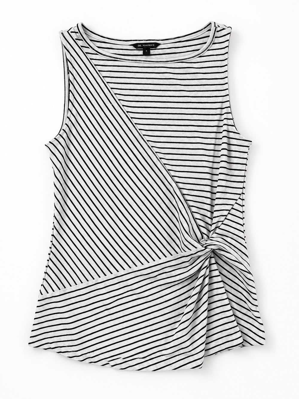 Banana Republic Striped Twist Front Sleeveless Knit Top White Black XS